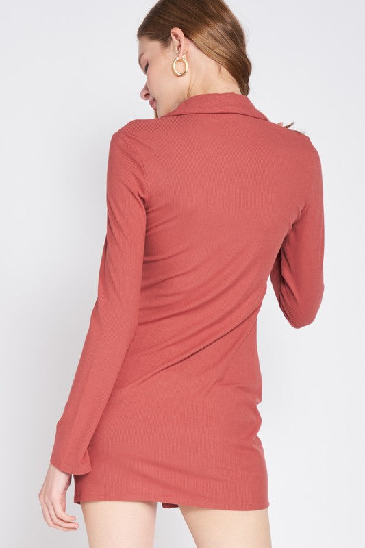 Women's Ruched Long Sleeve Dress