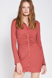 Women's Ruched Long Sleeve Dress