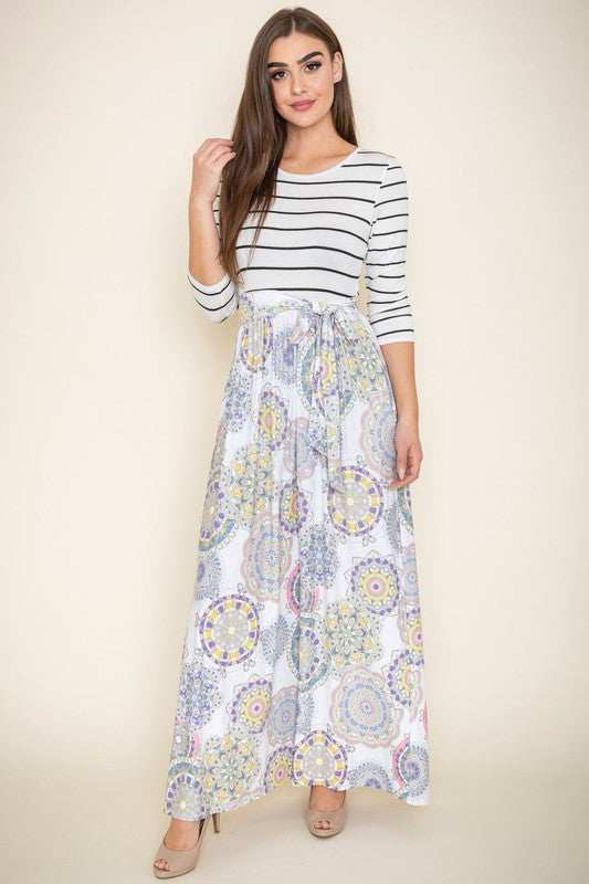 Women's Sash Maxi Dress with Pockets