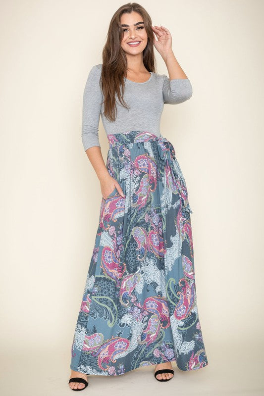 Women's Plus Size Sash Maxi Dress with Pockets