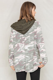 Camo Cardigan with Hoodie