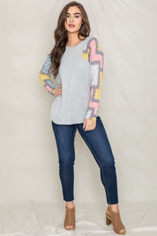 Women's Long Sleeve Patchwork Tunic Top