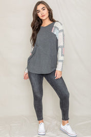 Women's Long Sleeve Patchwork Tunic Top