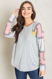 Women's Long Sleeve Patchwork Tunic Top