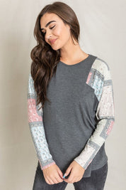 Women's Long Sleeve Patchwork Tunic Top