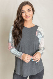 Women's Long Sleeve Patchwork Tunic Top