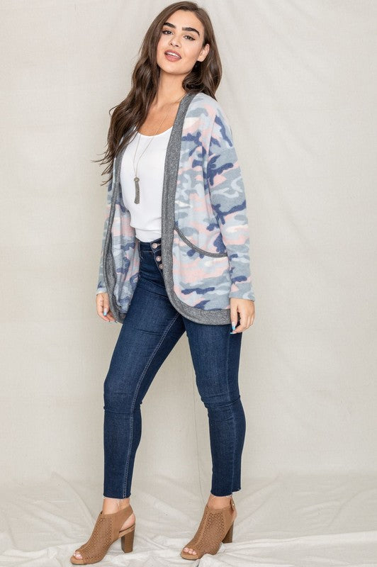 Women's Camo Print Slouch Cardigan