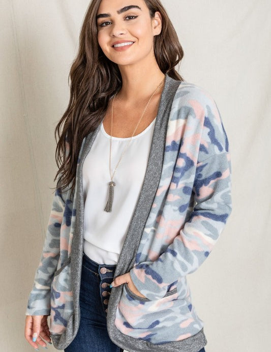 Women's Camo Print Slouch Cardigan