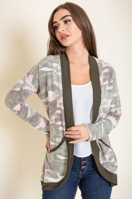 Women's Camo Print Slouch Cardigan