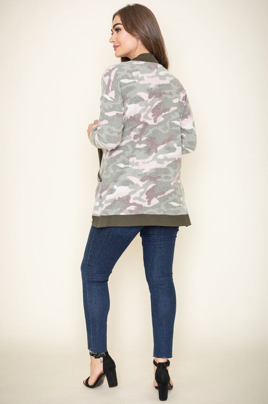 Women's Camo Print Slouch Cardigan