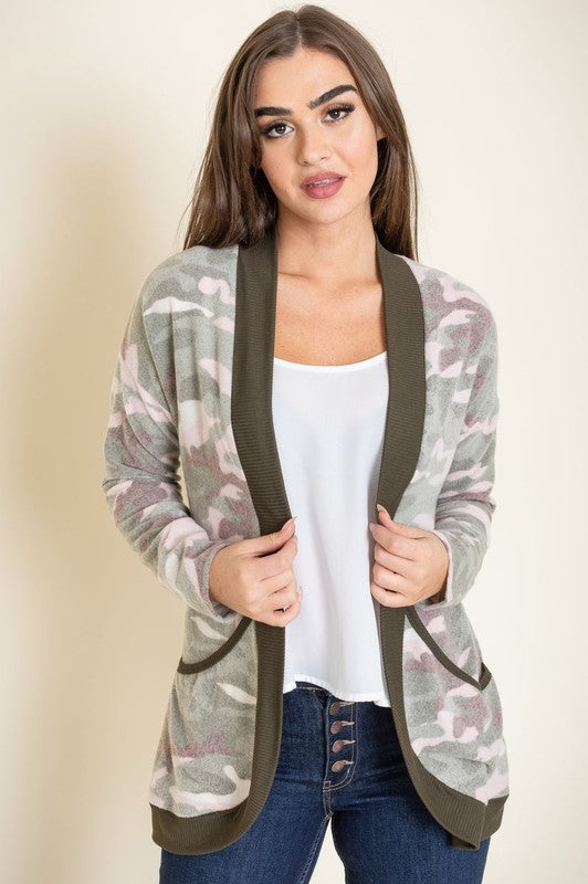 Women's Camo Print Slouch Cardigan