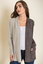 Women's Two Tone Knit Cardigan