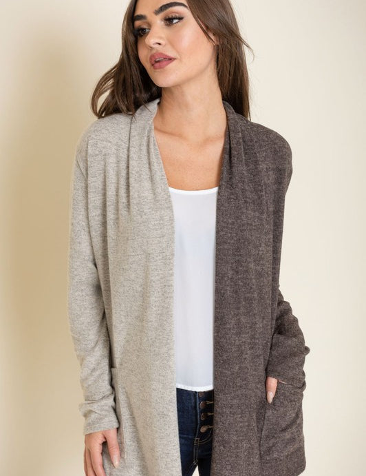 Women's Two Tone Knit Cardigan