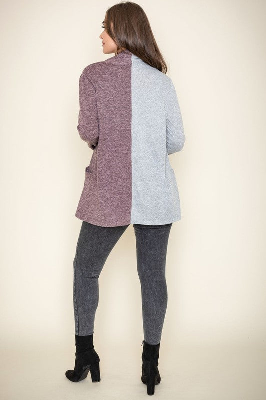 Women's Two Tone Knit Cardigan