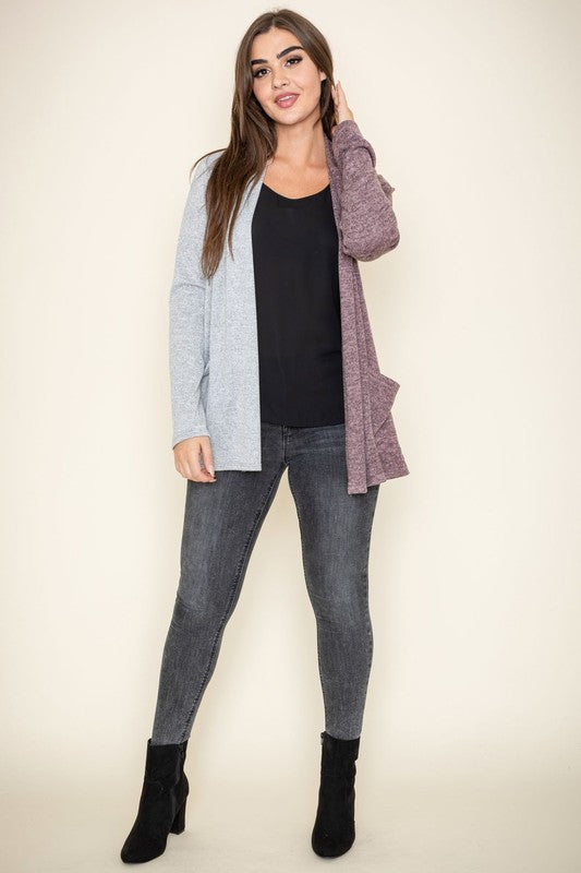 Women's Two Tone Knit Cardigan