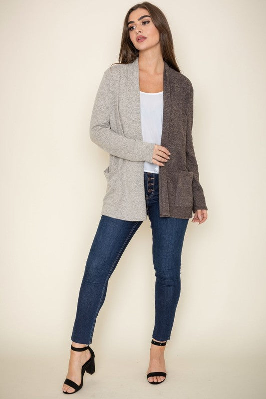 Women's Two Tone Knit Cardigan