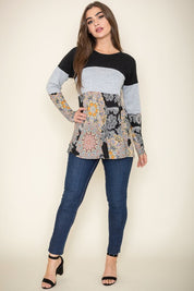 Women's Color Block Medallion Knit Tunic