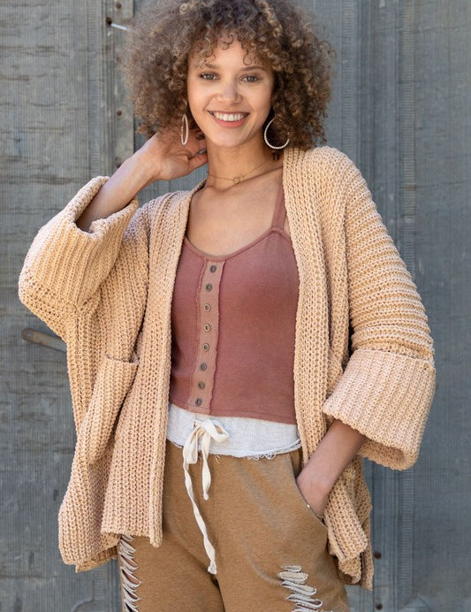 Women's Oversized Long Sleeve Pocket Cardigan