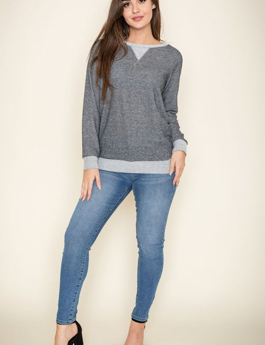 Women's Terry Crew Neck Tunic Top