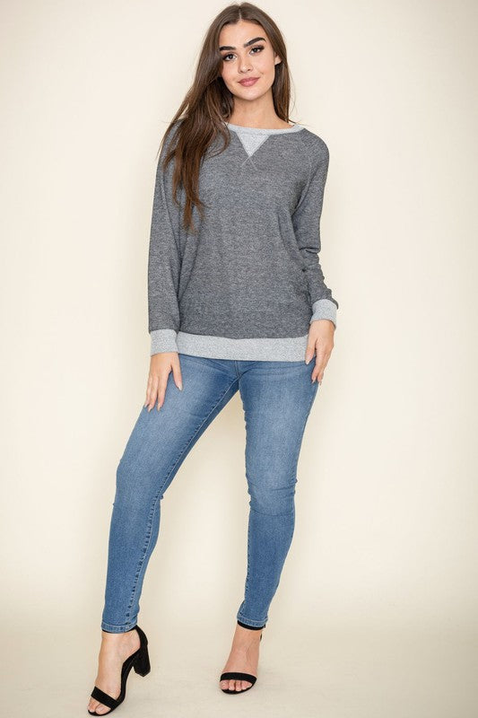 Women's Terry Crew Neck Tunic Top