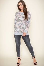 Women's Camo Crew Neck Brushed Tunic