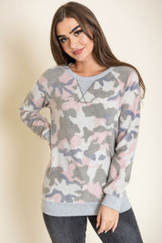 Women's Camo Crew Neck Brushed Tunic