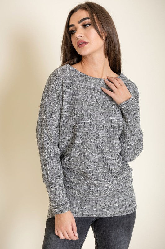 Women's Plus Size Tweed Blouson Tunic