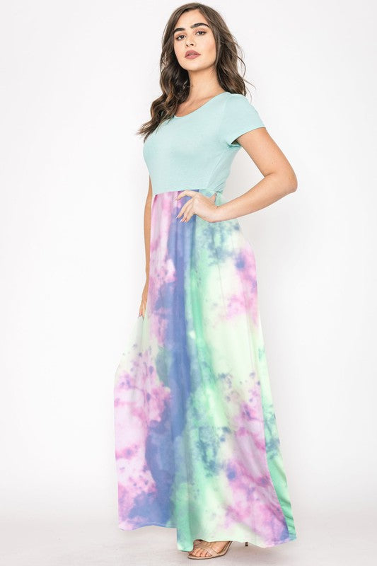 Women's Two Tone Tie Dye Maxi Dress