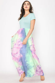 Women's Two Tone Tie Dye Maxi Dress