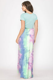 Women's Two Tone Tie Dye Maxi Dress