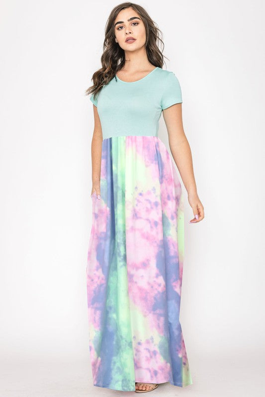 Women's Two Tone Tie Dye Maxi Dress