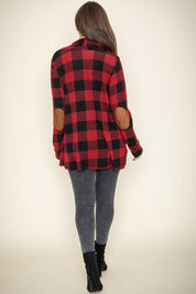 Women's Checkered Elbow Patch Cardigan