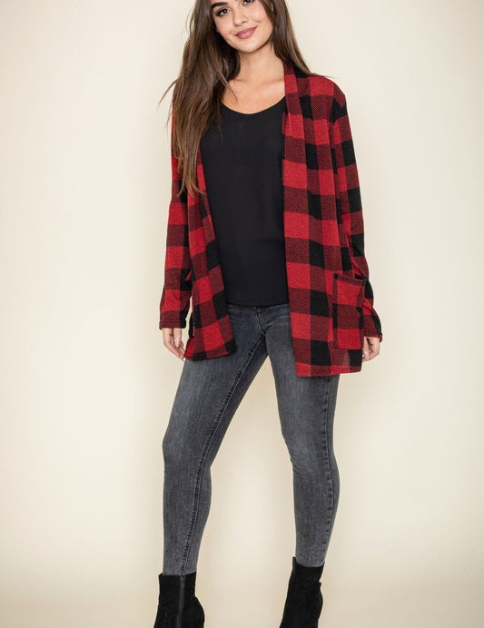 Checkered Elbow Patch Cardigan