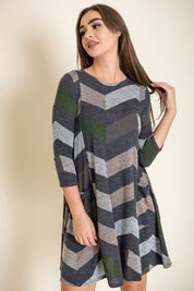 Women's Plus Size Chevron A-Line Dress