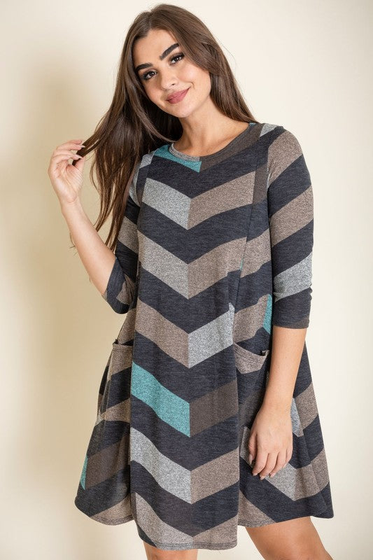 Women's Chevron A-Line Dress