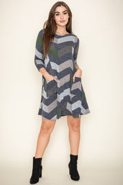 Women's Plus Size Chevron A-Line Dress