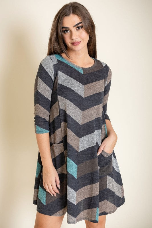 Women's Chevron A-Line Dress