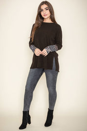 Women's Knit Paisley Cuff Tunic with Side Slits