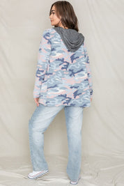 Camo Cardigan with Hoodie