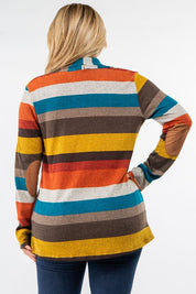 Women's Stripe Elbow Patch Cardigan