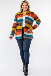 Women's Stripe Elbow Patch Cardigan