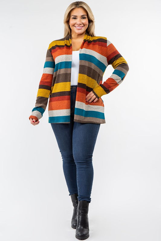 Women's Stripe Elbow Patch Cardigan