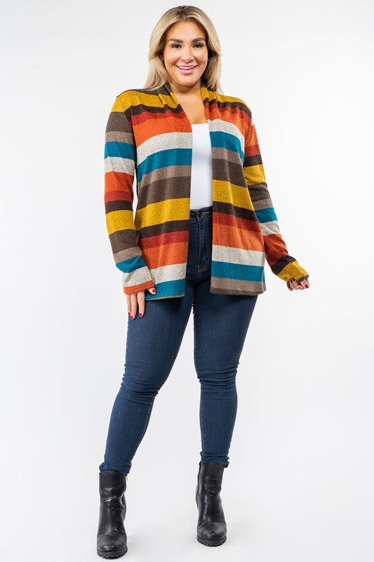 Women's Stripe Elbow Patch Cardigan