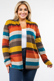 Women's Stripe Elbow Patch Cardigan