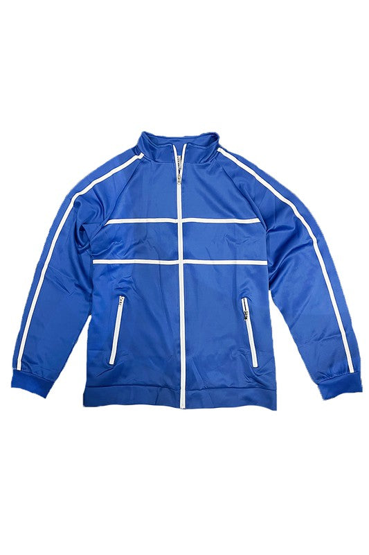 Men's Full Zip Tape Stripe Track Jacket