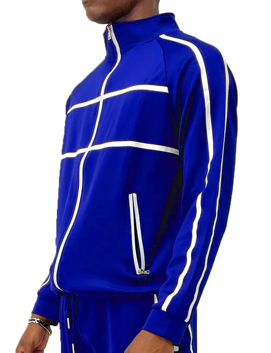 Men's Full Zip Tape Stripe Track Jacket