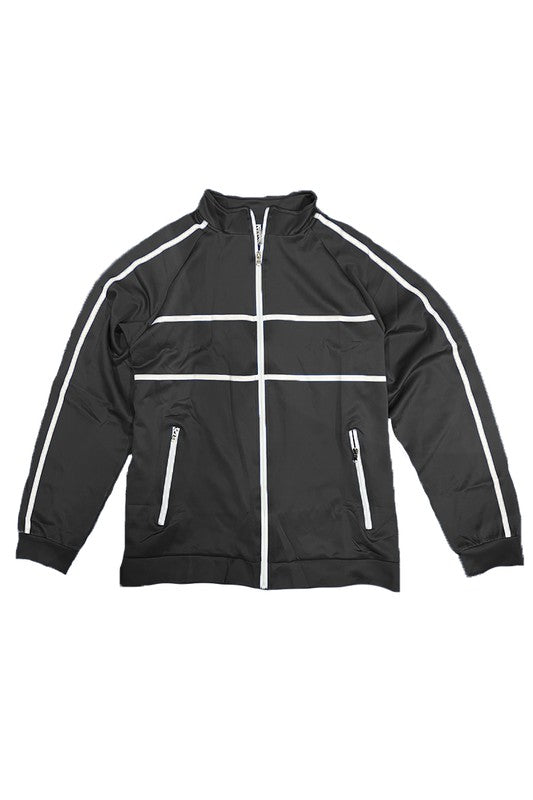 Men's Full Zip Tape Stripe Track Jacket