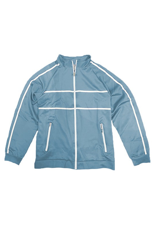 Men's Full Zip Tape Stripe Track Jacket