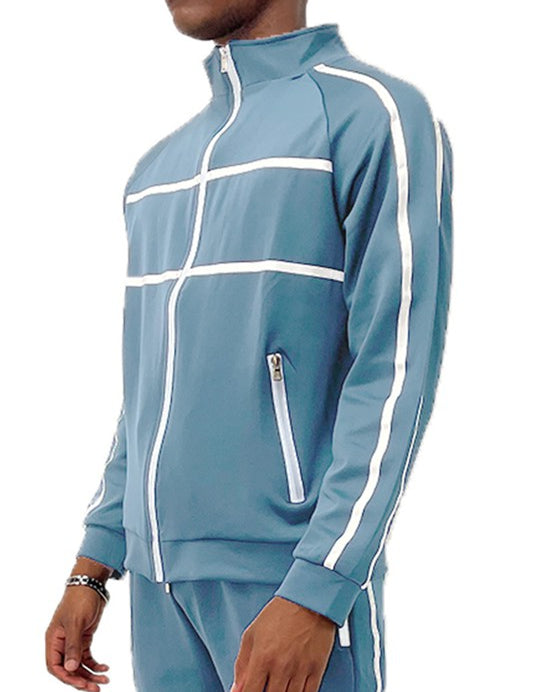 Men's Full Zip Tape Stripe Track Jacket