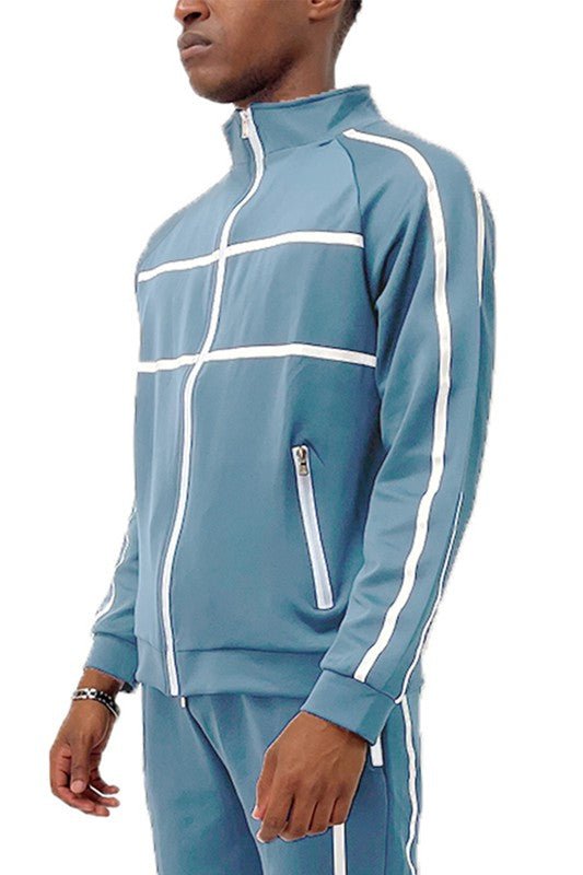 Men's Full Zip Tape Stripe Track Jacket